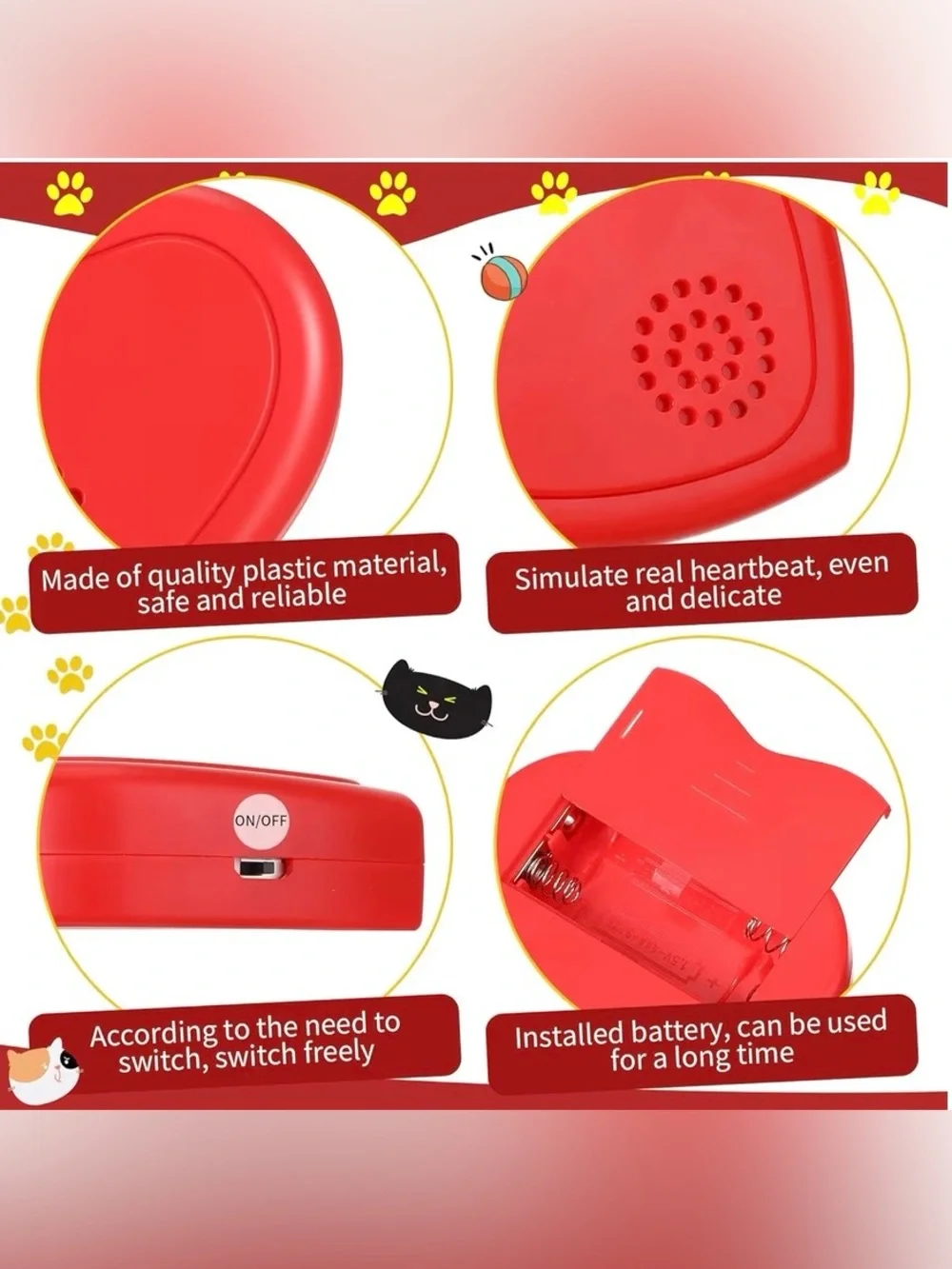 Puppy Heartbeat Simulator 4 Pack Dog Cat Anxiety Sleep Aid Replacement Toy